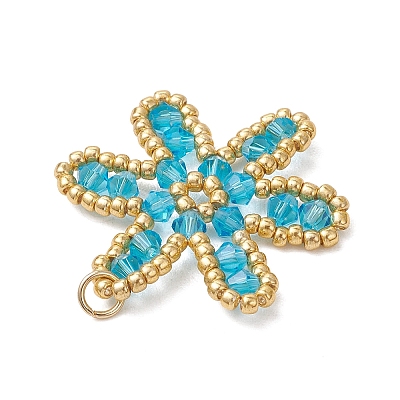 Glass Seed Beaded Pendants PALLOY-MZ01270-01-1