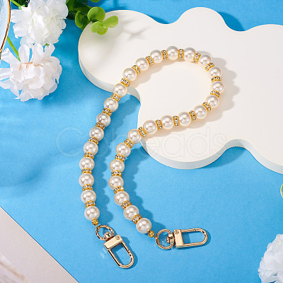 Round Plastic Imitation Pearl Beads Bag Extender Chains HJEW-TAC0082-1