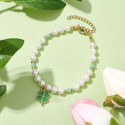 6mm Round Shell Pearl Beaded Bracelets X1-BJEW-TA00511-1