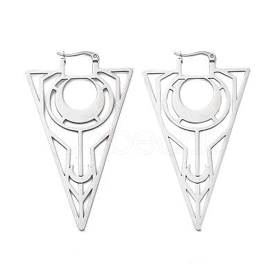 304 Stainless Steel Triangle Hoop Earrings EJEW-M031-01P-1