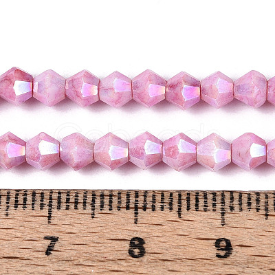 Anti-Tarnish Electroplate Bicone Glass Beads Strands X-EGLA-T021-4mm-16-04-1