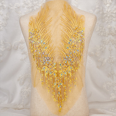 Polyester Embroidered Floral Lace Rhinestone Collar DIY-WH0304-901A-1