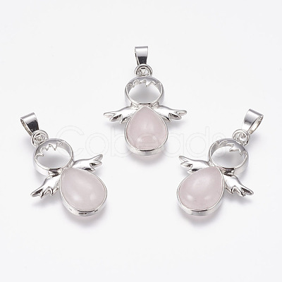 Natural Rose Quartz Pendants X-G-G651-A10-1