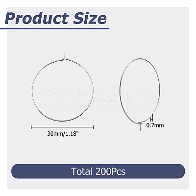 200pcs 316 Surgical Stainless Steel Hoop Earring Findings STAS-HS0001-26E-1