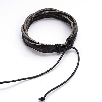 Adjustable Twine Style Leather Cord Bracelets BJEW-F173-09-1