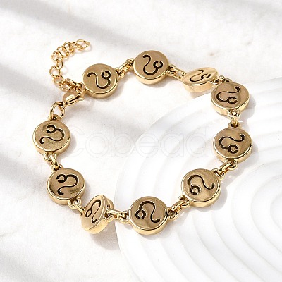 12 Constellations 304 Stainless Steel Link Chain Bracelets BJEW-I239-01G-12-1