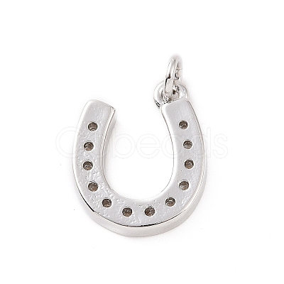 Brass Micro Pave Cubic Zirconia U Shape Charms KK-C012-24P-1