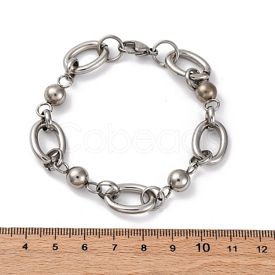 Tarnish Resistant 304 Stainless Steel Round Link Chain Bracelets BJEW-I293-01P-1