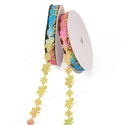 20 Yards Malan Flower and Butterfly Polyester Lace Trim OCOR-TAC0016-18H-1