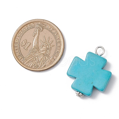 Dyed Synthetic Turquoise Pendants PALLOY-JF04586-1