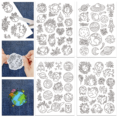 4 Sheets 11.6x8.2 Inch Stick and Stitch Embroidery Patterns DIY-WH0455-063-1