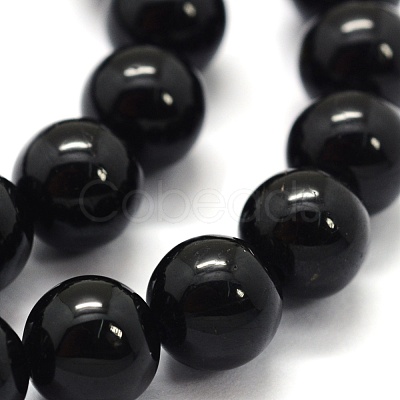 Natural Black Tourmaline Beads Strands G-G763-01-6mm-A-1