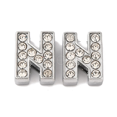 Alloy Initial Slide Charms with Grade A Rhinestones ALRI-R032-N-FF-1