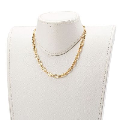 304 Stainless Steel Oval Link Chain Necklaces NJEW-JN03417-01-1