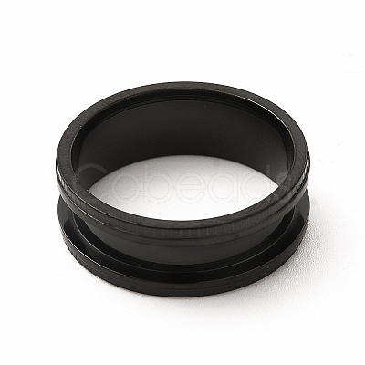 201 Stainless Steel Grooved Finger Ring Settings STAS-P323-10EB-1