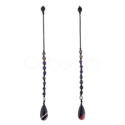 2Pcs Gemstone & Glass Dowsing Pendulums PALLOY-FI00004-1