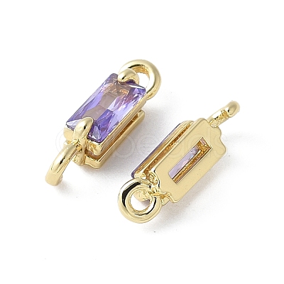 Brass Pave Cubic Zirconia Connector Charms KK-F892-53G-11-1