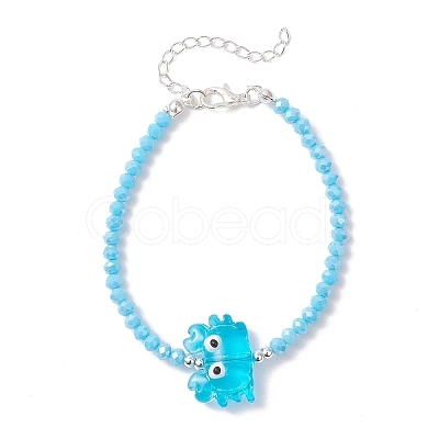 4Pcs 4 Colors Glass & Handmade Lampwork Beaded Bracelets for Women BJEW-TA00692-1