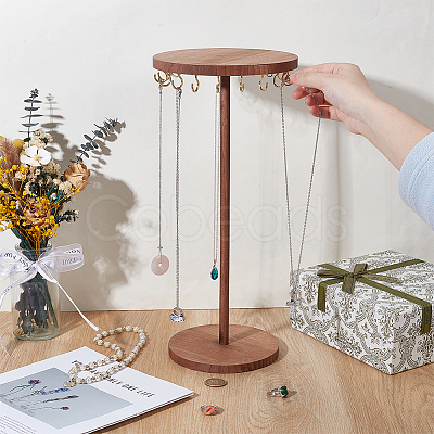 Round Wooden Necklace Display Stands ODIS-WH0030-278-1