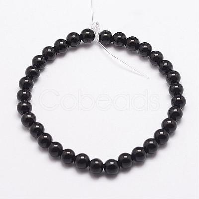 Natural Black Onyx Beads Strands G-A163-05-6mm-1