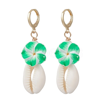 Polymer Clay 3D Flower Hoop Earrings EJEW-JE06968-1