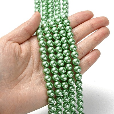 Eco-Friendly  Dyed Glass Pearl Round Bead Strands HY-A002-8mm-RB008-1