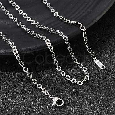 12Pcs 2.8MM 304 Stainless Steel Textured Cable Chain Necklaces for Men Women NJEW-H093-18P-03-1