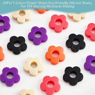 20Pcs 5 Colors Food Grade Eco-Friendly Silicone Beads SIL-NB0001-14B-1
