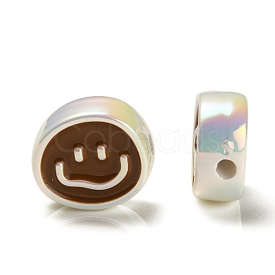 UV Plating Rainbow Iridescent Acrylic Enamel Beads OACR-G012-13-1