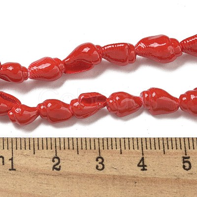 Spray Painted Natural Spiral Shell Beads Strands X1-BSHE-G039-08E-1