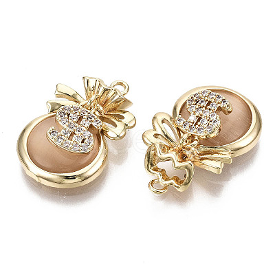Brass Micro Cubic Zirconia Pendants KK-N231-145-NF-1