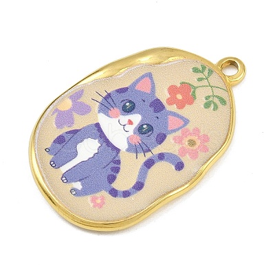 Printed 304 Stainless Steel Pendants STAS-P419-13G-02-1