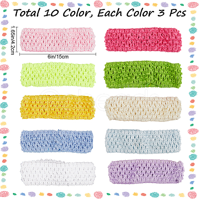 30Pcs 10 Colors Polyester Crochet Elastic Headbands OHAR-GF0001-33A-1