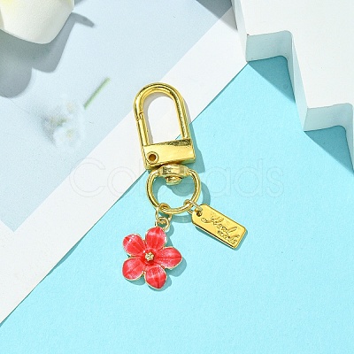 Alloy Enamel Flower Pendant Decorations HJEW-YW00003-1