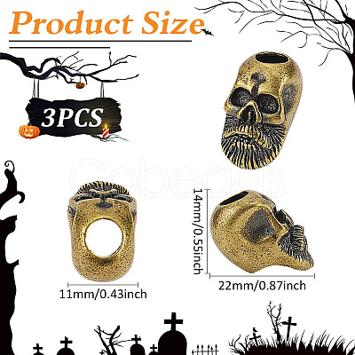3Pcs Brass Beads KK-FG0001-18-1