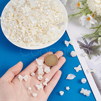 400Pcs 10 Styles ABS Plastic Imitation Pearl Beads KY-PH0002-06-1
