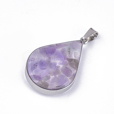 Natural & Synthetic Mixed Stone/Shell Pendants STAS-T043-02-1