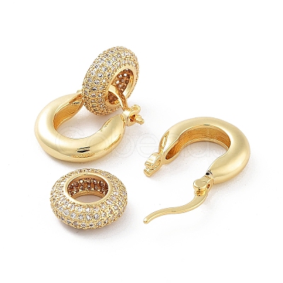 Rings Brass with Cubic Zirconia Dangle Hopp Earrings EJEW-Q811-34G-1