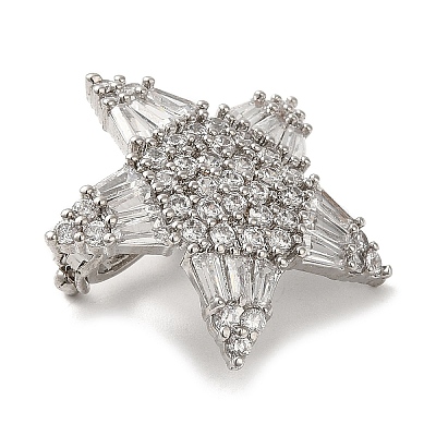 Rack Plating Brass Micro Pave Clear Cubic Zirconia Twister Clasps KK-F863-06P-1