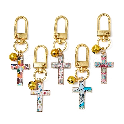 Cross Alloy Enamel Pendants Decorations HJEW-JM01074-1