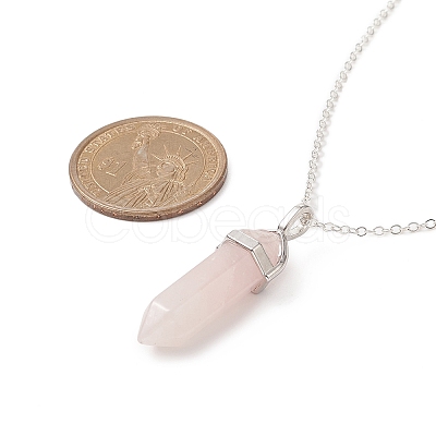 Natural Rose Quartz Geometric Pendant Necklace NJEW-JN04239-03-1