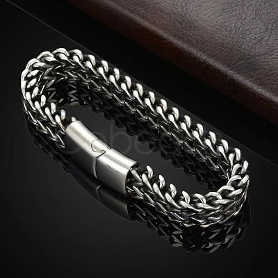Punk Style 304 Stainless Steel Curb Chain Bracelets for Men WGFAED6-01-1