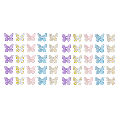 50Pcs 5 Colors Transparent Spray Painted Glass Charms GLAA-FP0001-12-1