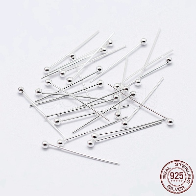 925 Sterling Silver Head Pins STER-F036-20S-1.5x20-1