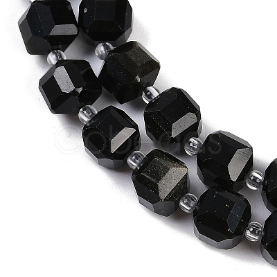 Natural Golden Sheen Obsidian Beads Strands G-B125-O03-01-1