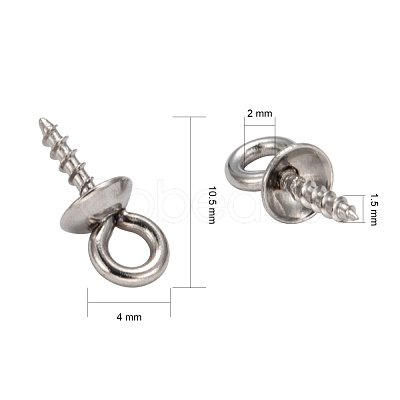 Non-Tarnish 304 Stainless Steel Screw Eye Pin Peg Bails X-STAS-E076-05-1