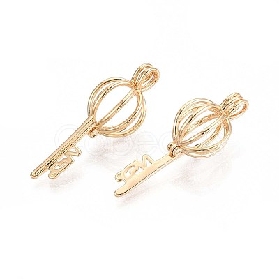 Brass Bead Cage Pendants KK-P115-07G-01-1