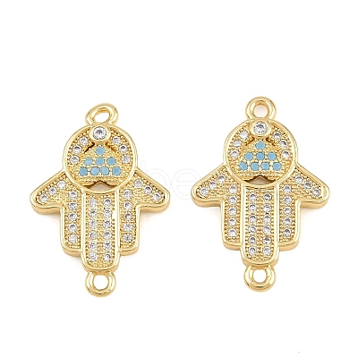 Brass Micro Pave Deep Sky Blue Cubic Zirconia Connector Charms CU-CBAB719-07G-A-1