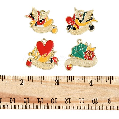 8Pcs 4 Styles Mother's Day Theme Alloy Enamel Pendants ENAM-FP0002-25-1