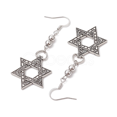 Star of David Alloy Dangle Earrings for Women Men EJEW-JE05840-1